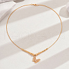 Fashionable Brass Pave Cubic Zirconia Butterfly Pendant Necklaces for Women NR8938-1-1