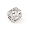 Rhodium Plated 925 Silver Pace Clear Cubic Zirconia Beads STER-O006-08P-2