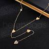 304 Stainless Steel Crystal Rhinestone Heart Lariat Necklaces NJEW-R026-10G-3