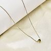 304 Stainless Steel Olive Cubic Zirconia Triangle Pendant Necklaces for Women NJEW-Z064-01G-2