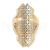 Owl Brass Micro Pave Clear Cubic Zirconia Open Cuff Ring for Women RJEW-Q819-14G-3