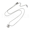 304 Stainless Steel Peach Heart Pendant Round Snake Chain Necklaces NJEW-Z044-07P-2