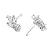Brass Clear Cubic Zirconia Stud Earring Findings KK-A238-02B-P-2