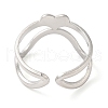 304 Stainless Steel Heart Open Cuff Ring for Women RJEW-I098-22P-3