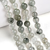 Natural Green Rutilated Quartz Round Beads Strands G-T140-8mm-02-3