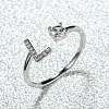 Brass Micro Pave Cubic Zirconia Cuff Rings for Women FS-WGA4C54-38-1