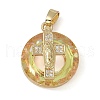 Brass Micro Pave Cubic Zirconia with Glass Pendents KK-Q815-01G-04-1