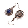 Dyed Natural Lapis Lazuli Teardrop Dangle Earrings EJEW-B055-02R-17-2