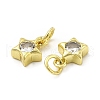 Brass Cubic Zirconia Charms KK-E068-VB228-3