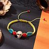 Adjustable Synthetic Dyed Turquoise & Magnesite Braided Bead Bracelets BJEW-JB10603-05-2