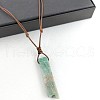 Natural Green Aventurine Rectangle Pendant Necklaces FS-WGC5719-09-1