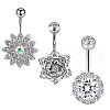 3Pcs 304 Stainless Steel Belly Rings WGAC86E-02-2