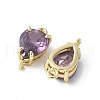 Brass Pave Cubic Zirconia Connector Charms KK-F892-53G-01-2