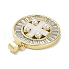 Rack Plating Brass Micro Pave Clear Cubic Zirconia Enamel Pearl
 Pendants KK-R163-01A-G-2