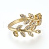 Brass Micro Pave Clear Cubic Zirconia Cuff Rings RJEW-K232-06G-2
