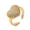 Heart Brass Micro Pave Clear Cubic Zirconia Open Cuff Rings for Women RJEW-A048-08G-1