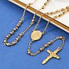 Rosary Bead Necklace with Crucifix Cross NJEW-L450-10G-4