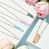 Electroplated Natural Quartz Crystal Prism Pendant Necklaces NJEW-JN05029-01-2