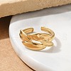 304 Stainless Steel Leaf Open Cuff Rings for Unisex RJEW-Q003-04G-4