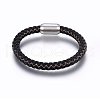 Leather Braided Cord Bracelet with Magnetic Clasp for Men Women BJEW-G603-04C-01-1