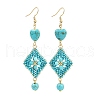 Handmade Glass Seed Beads Rhombus Dangle Earrings EJEW-MZ00468-02-2