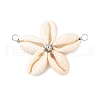 Natural Mixed Cowrie Shell Connector Charms PALLOY-JF03858-01-2