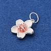 925 Sterling Silver White Enamel Flower Charms STER-D304-03S-2