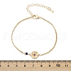 Brass Micro Pave Cubic Zirconia Birthday Flower Link Bracelets BJEW-U031-01G-09-5