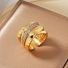 Elegant Hollow Brass Micro Pave Cubic Zirconia Cuff Rings TF9491-2-1