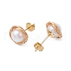 Brass Wired & Plastic Imitation Pearl Ear Studs EJEW-JE06123-4