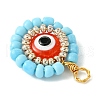 12 Pcs Resin Glass Seed Beaded Pendants PALLOY-MZ00301-5