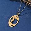 304 Stainless Steel Hollow Rugby Pendant Necklaces NJEW-D318-01G-2