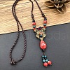 Ethnic Style Flower Alloy & Porcelain Tassel Pendant Long Necklaces for Women FS-WGC9E4C-05-1