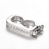 Anti-Tarnish Rhodium Plated 925 Sterling Silver Rhinestone Twister Clasps STER-N014-18-1