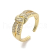 Brass Micro Pave Cubic Zirconia Open Cuff Rings RJEW-M170-12G-1