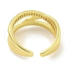 Rack Plating Brass Micro Pave Cubic Zirconia Open Cuff Rings RJEW-I104-21G-3
