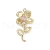 Brass Micro Pave Pink Cubic Zirconia Pendants KK-Z078-28G-1