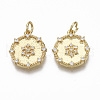 Brass Micro Pave Clear Cubic Zirconia Pendants KK-R133-035G-NF-1