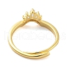 Crown Clear Cubic Zirconia Adjustable Rings RJEW-L120-017G-01-3