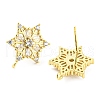 Snowflake Shape Brass Stud Earring Findings EJEW-A026-11G-2
