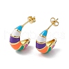 Brass Colorful Enamel Stud Earrings for Women EJEW-M213-30G-1