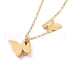 Ion Plating(IP) 304 Stainless Steel 3D Butterfly Pendant Necklace for Women X-NJEW-A004-27G-3