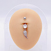 304 Stainless Steel Micro Pave Cubic Zirconia Belly Rings WGADED5-44-1