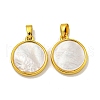 Rack Plating Brass Pave Natural White Shell Pendants KK-U025-05G-02-1