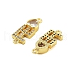 Rack Plating Brass Pave Clear Cubic Zirconia FE Heart Links Connector Charms KK-S379-24G-2