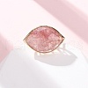 Horse Eye Natural Strawberry Quartz Cuff Rings RJEW-M076-04G-04-5