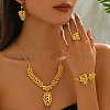 Vintage Alloy Hollow Out Wheat Ear Bracelets & Earrings & Necklaces & Rings Set for Women AM1259-4
