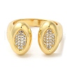 Brass Micro Pave Clear Cubic Zirconia Open Cuff Rings for Women RJEW-U008-02A-G-2