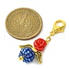 Angel & Rose Resin & Glass Pendant Decoration HJEW-MZ00090-3