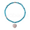 Natural Rose Quartz Heart Pendant Cat Eye Round Beaded Necklaces for Women FS-WGDA9BE-01-3